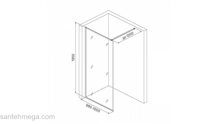 Душевая перегородка Walk In черный 100x195 Slide IDDIS SLI8BS1i23