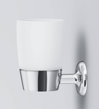 Стеклянный стакан с настенным держателем AM.PM Like A8034300 для ванной комнаты. Фото